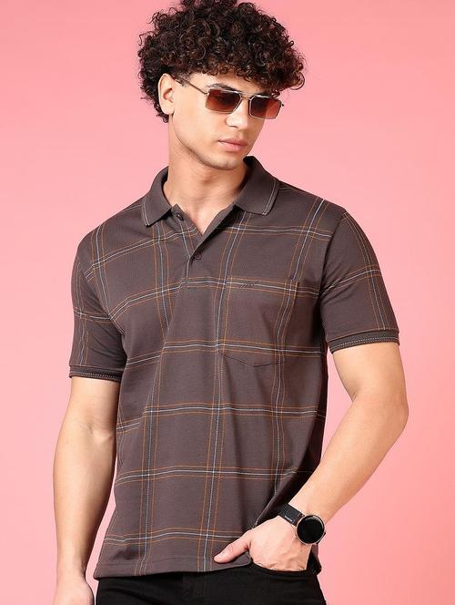 men checkered short sleeve regular fit polo t-shirt - 21749939 - Very Small Image - 1