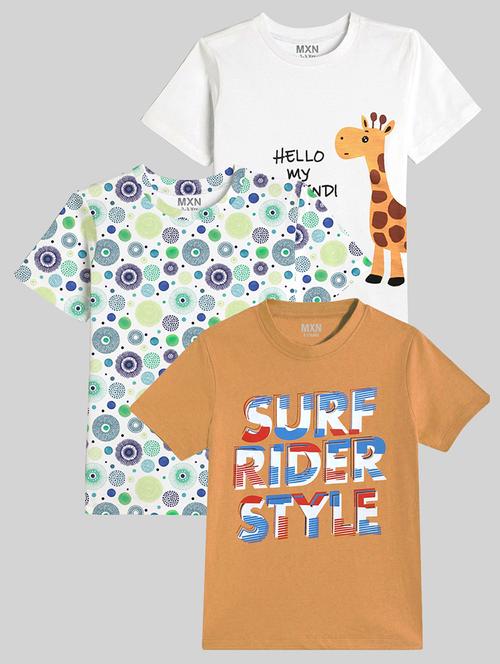 boys pack of 3 printed round neck t-shirt - 21750234 - Very Small Image - 1