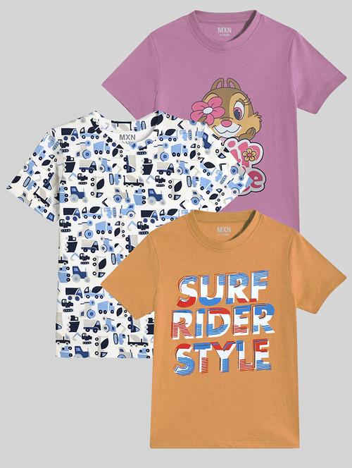 boys pack of 3 printed round neck t-shirt - 21750235 - Very Small Image - 1