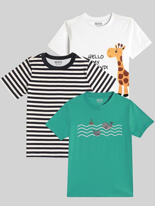 boys pack of 3 printed round neck t-shirt - 21750236 - Very Small Image - 1