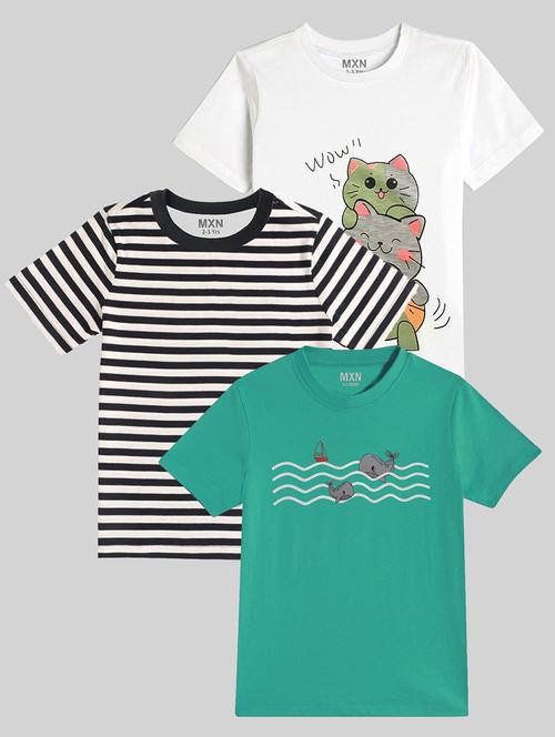 kids pack of 3 printed short sleeves t-shirt - 21750298 - Very Small Image - 1