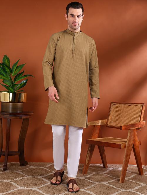 men self design mandarin neck long kurta - 21750743 - Very Small Image - 1