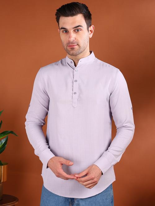 men solid mandarin neck short kurta - 21750748 - Very Small Image - 1