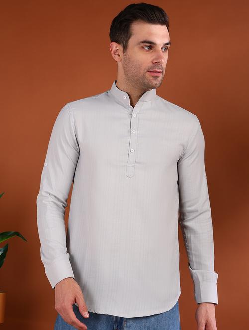 men solid mandarin neck short kurta - 21750749 - Very Small Image - 1