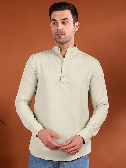 men solid mandarin neck short kurta - 21750751 - Very Small Image - 1