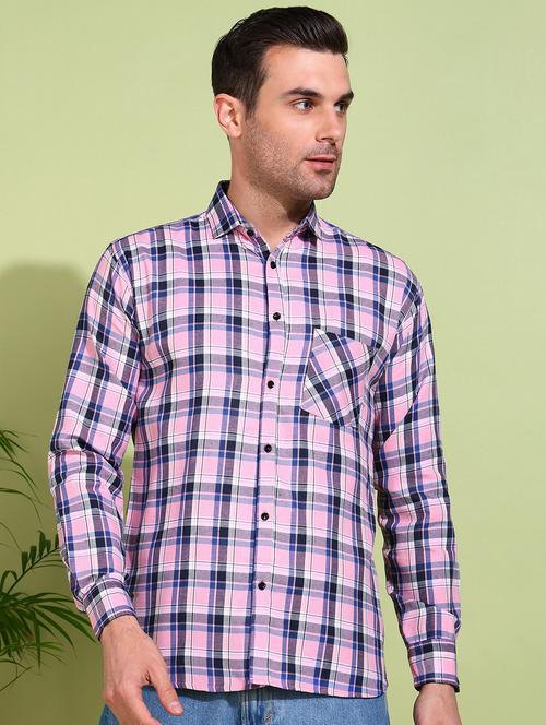 men checkered long sleeve regular fit casual shirt - 21750780 - Very Small Image - 1