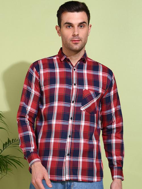 men checkered long sleeve regular fit casual shirt - 21750784 - Very Small Image - 1