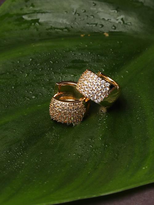 women stone studded hoop earrings - 21750801 - Very Small Image - 1