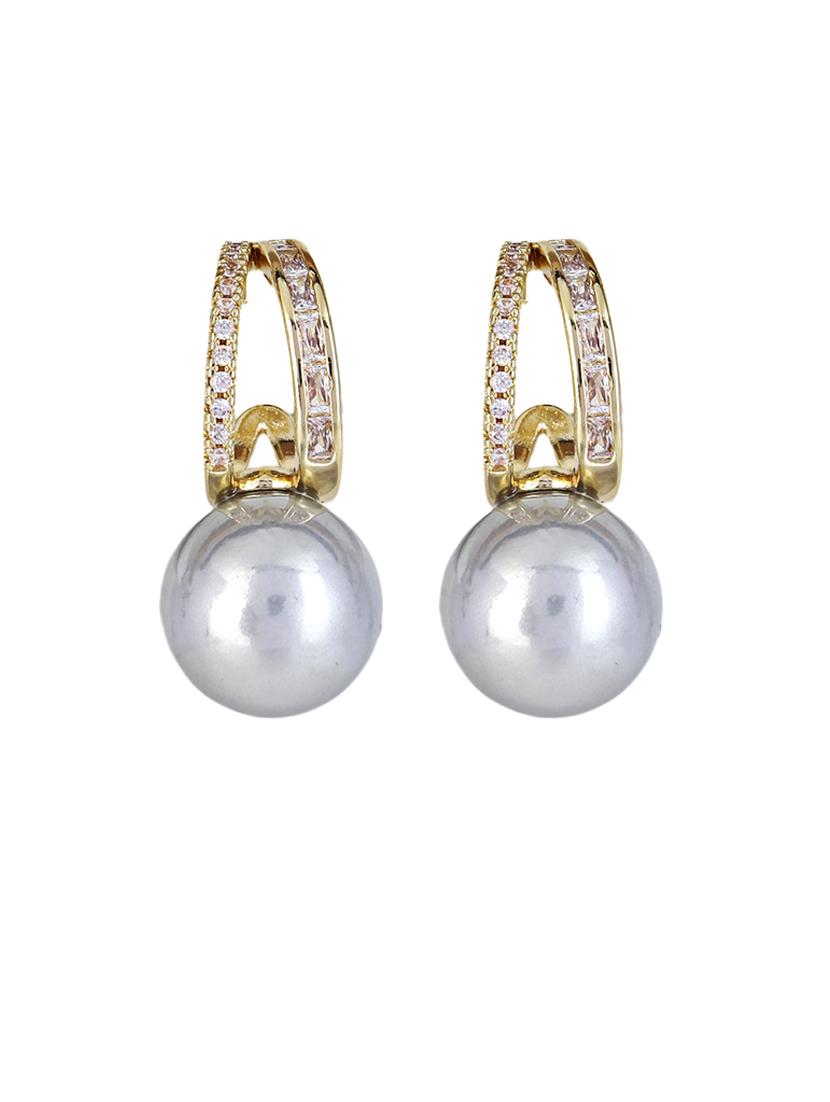 women stone studded pearl detailed drop earrings - 21750802 - Zoom Image - 1