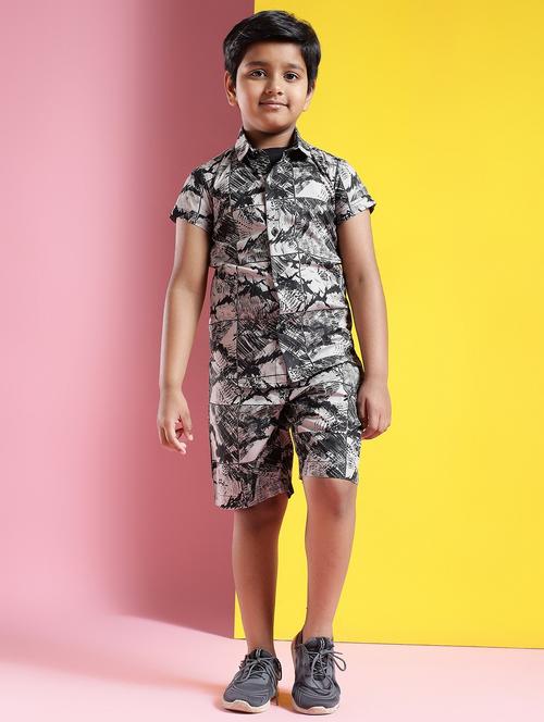 boys printed short sleeves shirt and shorts set - 21750842 - Very Small Image - 1