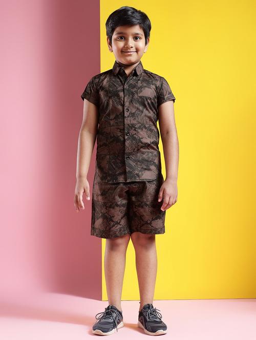 Boys Printed Short Sleeves Shirt And Shorts Set - 21750844 - Very Small Image - 1
