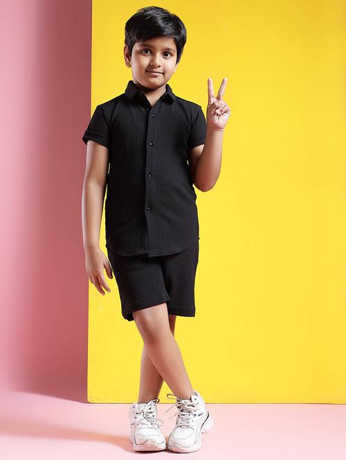 boys solid short sleeves co-ords set - 21750847 - Very Small Image - 1