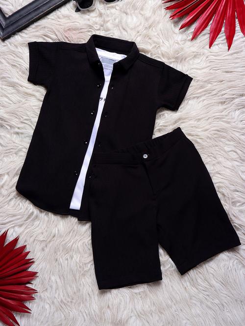 boys solid short sleeves co-ords set - 21750857 - Very Small Image - 1