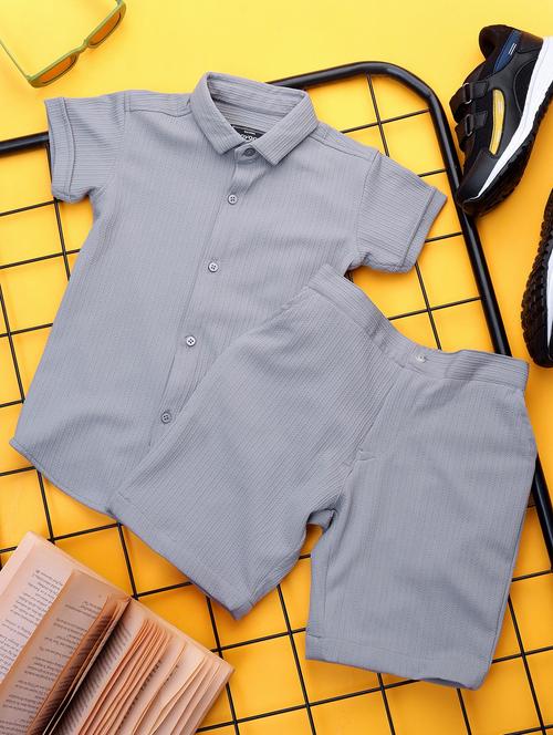 boys solid short sleeves co-ords set - 21750858 - Very Small Image - 1