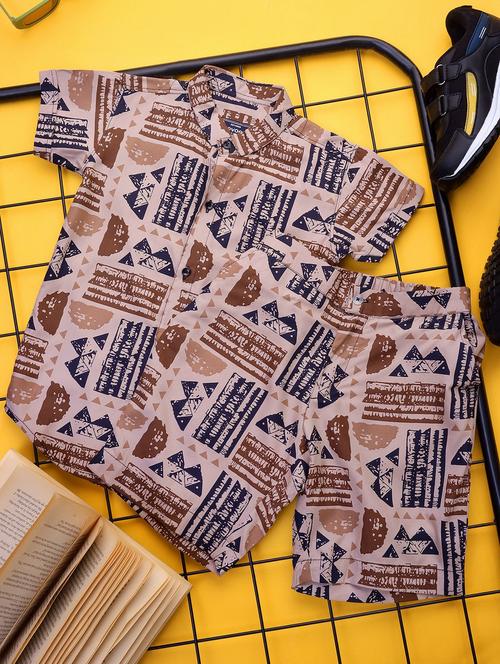 Boys Printed Short Sleeves Co-ords Set - 21750862 - Very Small Image - 1