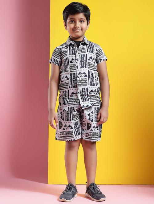 Boys Printed Short Sleeves Shirt And Shorts Set - 21750868 - Very Small Image - 1