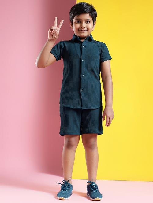 boys printed short sleeves shirt and shorts set - 21750874 - Very Small Image - 1