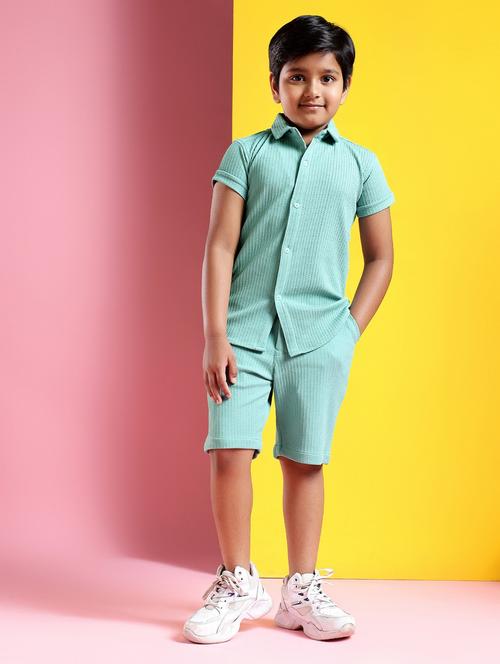 boys printed short sleeves shirt and shorts set - 21750875 - Very Small Image - 1