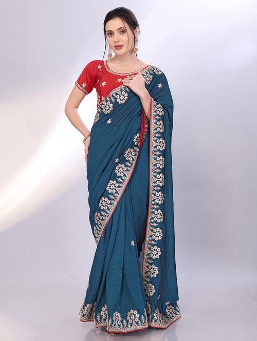 women embroidered party wear saree with blouse - 21753140 - Very Small Image - 1