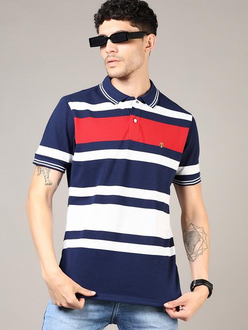 men striped short sleeve regular fit polo t-shirt - 21753392 - Very Small Image - 1