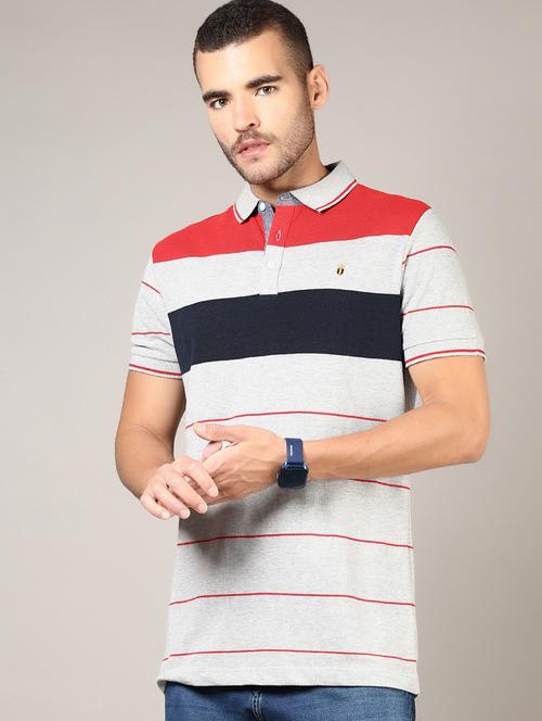 men striped short sleeve regular fit polo t-shirt - 21753434 - Very Small Image - 1