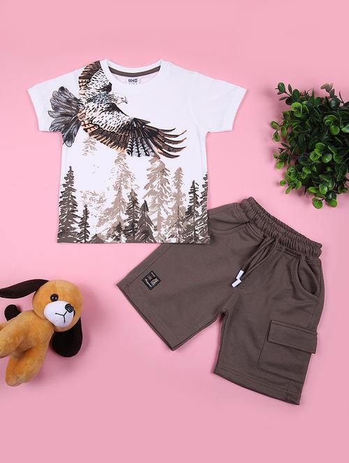 boys printed t-shirt & shorts casual wear set - 21753490 - Very Small Image - 1