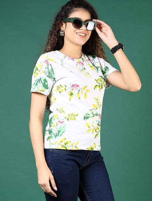 Women Floral Print Short Sleeve Regular T-shirt - 21753579 - Very Small Image - 1