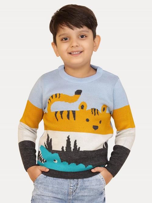 boys self designed long sleeves sweater - 21761961 - Very Small Image - 1