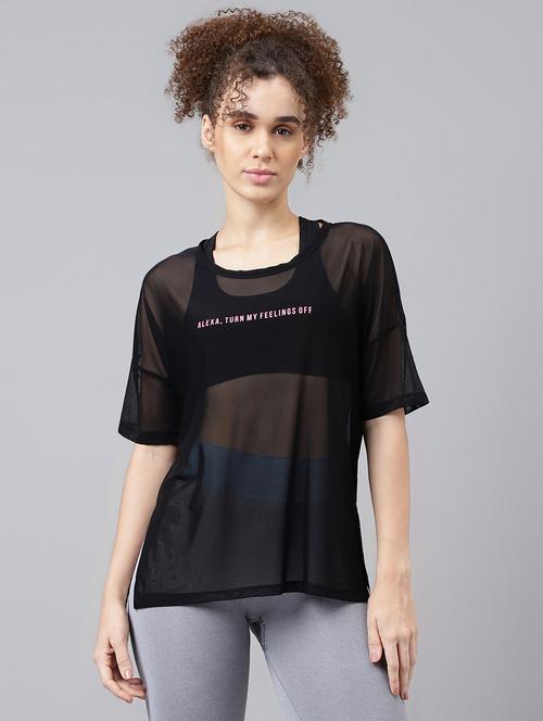 women typography printed relaxed fit dri-fit t-shirt - 21762942 - Very Small Image - 1