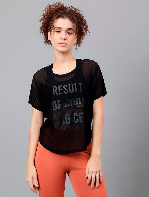 women typography printed relaxed fit dri-fit t-shirt - 21762958 - Very Small Image - 1