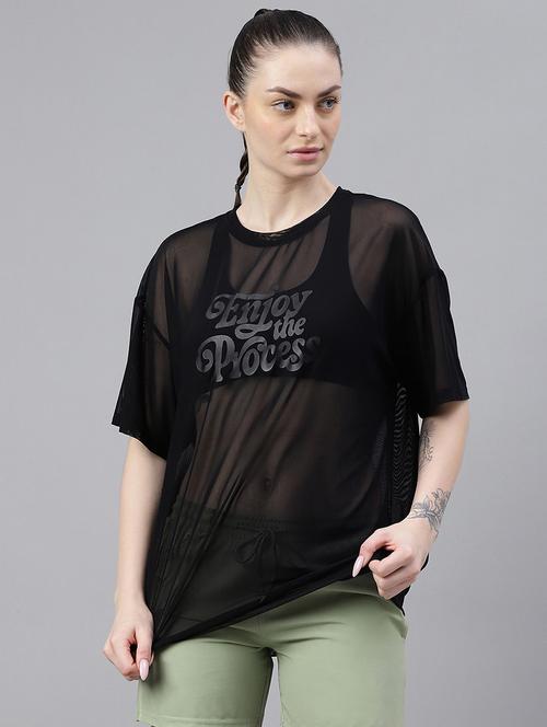 women typography printed relaxed fit dri-fit t-shirt - 21763096 - Very Small Image - 1