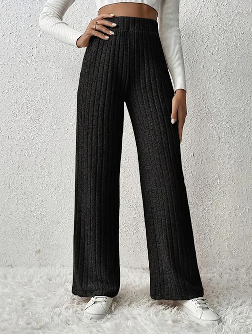 women solid high rise wide leg trouser - 21764162 - Very Small Image - 1