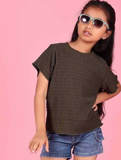 girls solid round neck short sleeves top - 21764261 - Very Small Image - 1