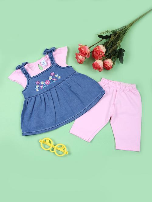 girls pink printed full length twin set - 21764320 - Very Small Image - 1