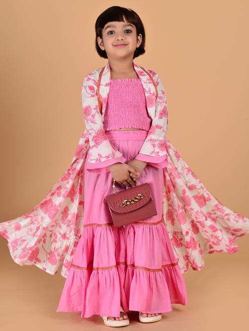 girls floral print top and sharara with jacket  - 21764877 - Very Small Image - 1
