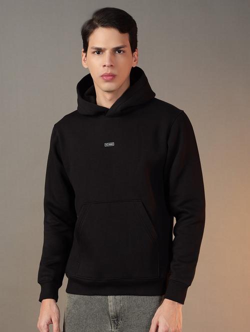men solid long sleeves hooded sweatshirt - 21764951 - Very Small Image - 1