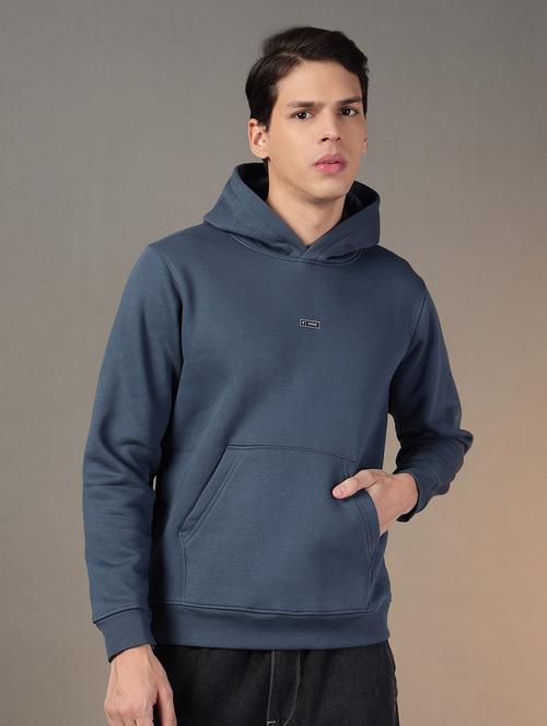 men solid long sleeves hooded sweatshirt - 21764952 - Very Small Image - 1