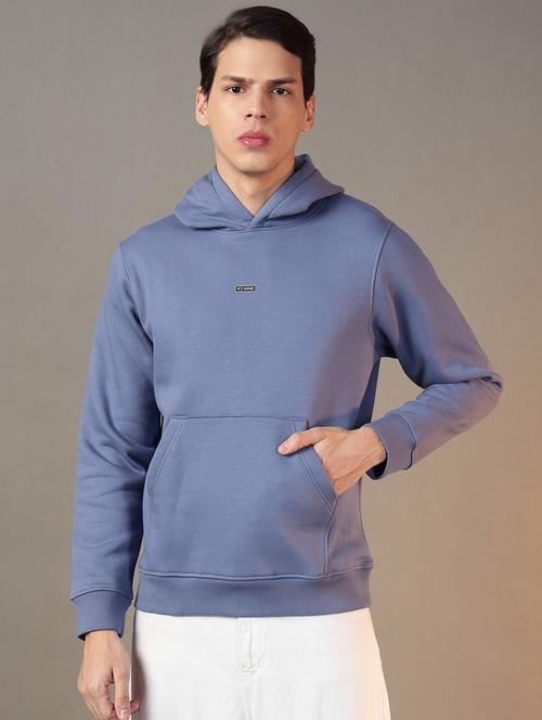 men solid long sleeves hooded sweatshirt - 21764954 - Very Small Image - 1