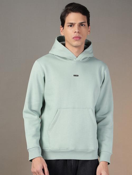men solid long sleeves hooded sweatshirt - 21764955 - Very Small Image - 1