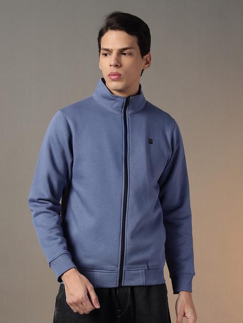 men stand collar long sleeves plain sweatshirt - 21764966 - Very Small Image - 1