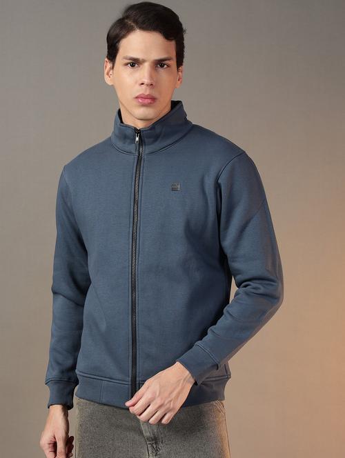 men stand collar long sleeves plain sweatshirt - 21764968 - Very Small Image - 1