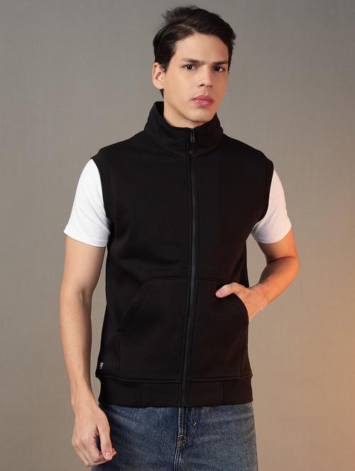 men stand collar sleeveless plain sweatshirt - 21764969 - Very Small Image - 1