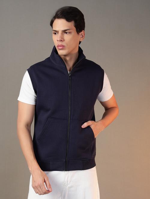men stand collar sleeveless plain sweatshirt - 21764972 - Very Small Image - 1