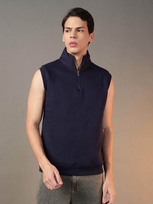 men stand collar sleeveless plain sweatshirt - 21764975 - Very Small Image - 1