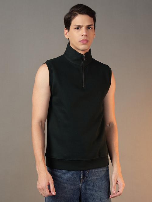 men stand collar sleeveless plain sweatshirt - 21764979 - Very Small Image - 1