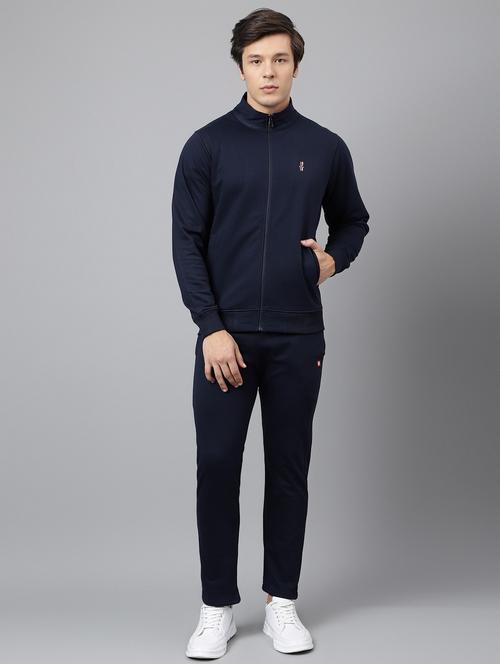 Men Solid Stand Collar Full Length Track Suit - 21765010 - Very Small Image - 1