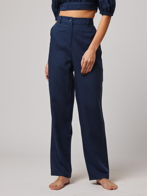 women solid high rise straight trouser - 21765098 - Very Small Image - 1