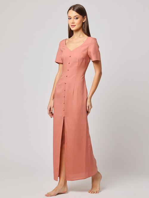 women solid short sleeves a-line dress - 21765106 - Very Small Image - 1