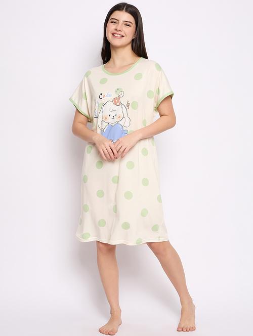 women printed round neck short sleeves sleepshirt - 21765133 - Very Small Image - 1