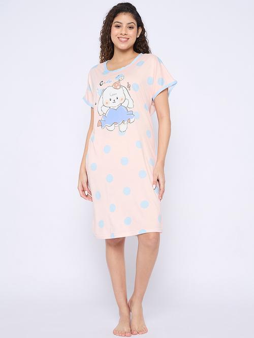 women printed round neck short sleeves sleepshirt - 21765134 - Very Small Image - 1